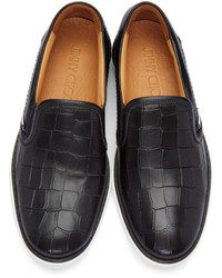 schwarze Slip-On Sneakers aus Leder von Jimmy Choo