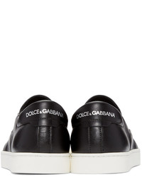 schwarze Slip-On Sneakers aus Leder von Dolce & Gabbana