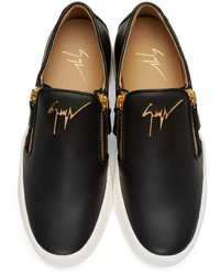 schwarze Slip-On Sneakers aus Leder von Giuseppe Zanotti