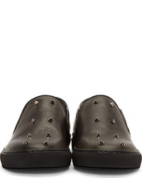 schwarze Slip-On Sneakers aus Leder von Alexander McQueen