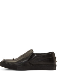 schwarze Slip-On Sneakers aus Leder von Alexander McQueen