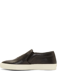 schwarze Slip-On Sneakers aus Leder von Alexander McQueen