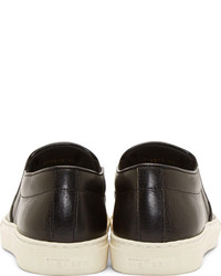 schwarze Slip-On Sneakers aus Leder von Alexander McQueen