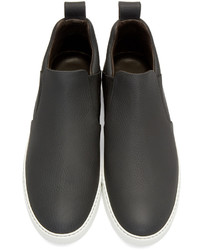 schwarze Slip-On Sneakers aus Leder von Lanvin