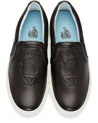 schwarze Slip-On Sneakers aus Leder von Lanvin