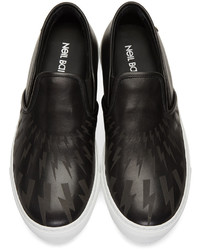 schwarze Slip-On Sneakers aus Leder von Neil Barrett