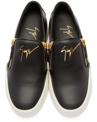 schwarze Slip-On Sneakers aus Leder von Giuseppe Zanotti