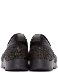 schwarze Slip-On Sneakers aus Leder von MM6 MAISON MARGIELA