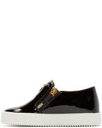 schwarze Slip-On Sneakers aus Leder von Giuseppe Zanotti