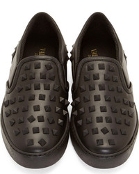 schwarze Slip-On Sneakers aus Leder von Valentino