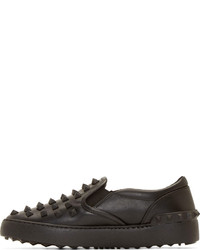 schwarze Slip-On Sneakers aus Leder von Valentino