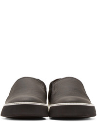schwarze Slip-On Sneakers aus Leder von Lanvin