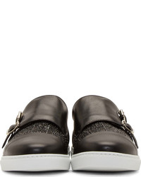 schwarze Slip-On Sneakers aus Leder von DSQUARED2