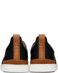 schwarze Slip-On Sneakers aus Leder von Zegna