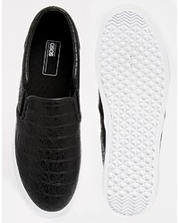 schwarze Slip-On Sneakers aus Leder von Asos