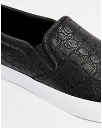 schwarze Slip-On Sneakers aus Leder von Asos