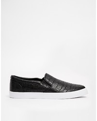 schwarze Slip-On Sneakers aus Leder von Asos