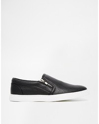 schwarze Slip-On Sneakers aus Leder von Asos