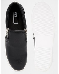 schwarze Slip-On Sneakers aus Leder von Asos