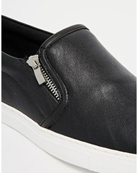 schwarze Slip-On Sneakers aus Leder von Asos