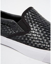 schwarze Slip-On Sneakers aus Leder von Asos