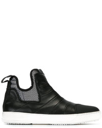 schwarze Slip-On Sneakers aus Leder von Bruno Bordese