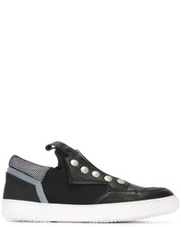 schwarze Slip-On Sneakers aus Leder von Bruno Bordese
