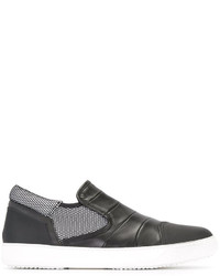 schwarze Slip-On Sneakers aus Leder von Bruno Bordese