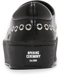 schwarze Slip-On Sneakers aus Leder von Opening Ceremony
