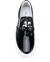 schwarze Slip-On Sneakers aus Leder von Courreges