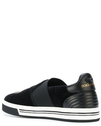 schwarze Slip-On Sneakers aus Leder von Dolce & Gabbana