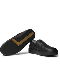 schwarze Slip-On Sneakers aus Leder von Bottega Veneta