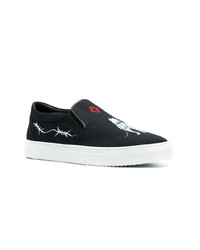 schwarze Slip-On Sneakers aus Leder von Marcelo Burlon County of Milan