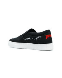 schwarze Slip-On Sneakers aus Leder von Marcelo Burlon County of Milan