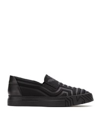 schwarze Slip-On Sneakers aus Leder von Emporio Armani