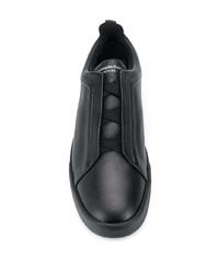 schwarze Slip-On Sneakers aus Leder von Ermenegildo Zegna