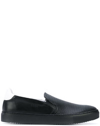 schwarze Slip-On Sneakers aus Leder von Fabi