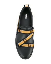 schwarze Slip-On Sneakers aus Leder von Fendi