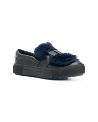 schwarze Slip-On Sneakers aus Leder von Karl Lagerfeld