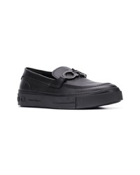 schwarze Slip-On Sneakers aus Leder von Salvatore Ferragamo