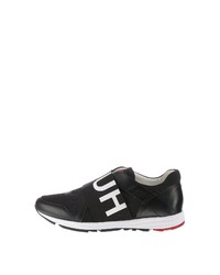 schwarze Slip-On Sneakers aus Leder von Hugo Boss