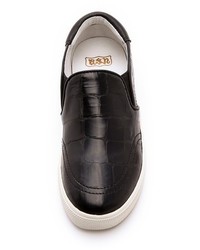 schwarze Slip-On Sneakers aus Leder von Ash