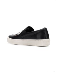 schwarze Slip-On Sneakers aus Leder von Karl Lagerfeld