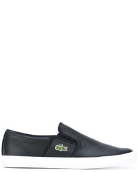 schwarze Slip-On Sneakers aus Leder von Lacoste