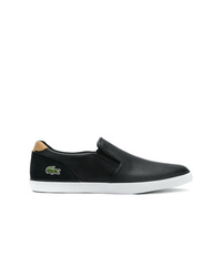 schwarze Slip-On Sneakers aus Leder von Lacoste