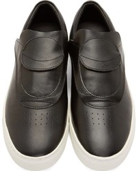 schwarze Slip-On Sneakers aus Leder