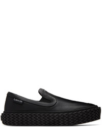 schwarze Slip-On Sneakers aus Leder von Lanvin