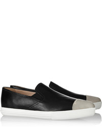 schwarze Slip-On Sneakers aus Leder von Miu Miu