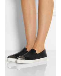 schwarze Slip-On Sneakers aus Leder von Miu Miu