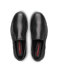 schwarze Slip-On Sneakers aus Leder von Prada